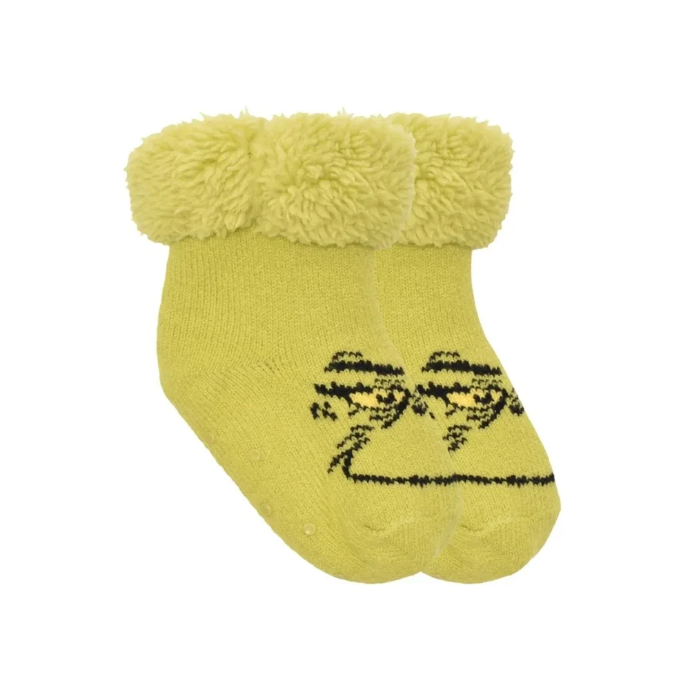 Dr. Seuss The Grinch Fuzzy Home Socks 2T-3T NEW NWT Rubber Grips on Bottom